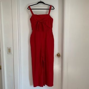 Linen Blend Tie Front Jumpsuit - NWT